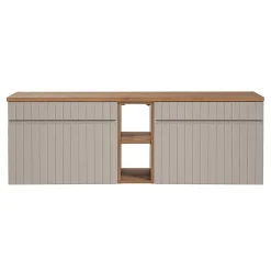 Petits-Meubles Meuble sous-vasque 140cm 2 niches Zelie Cachemire et Bois
