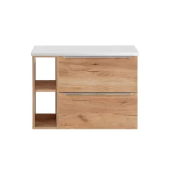 Petits-Meubles Meuble sous-vasque 80cm 2 niches April Bois et Blanc