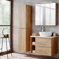 Petits-Meubles Meuble sous-vasque 80cm 2 niches April Bois et Blanc