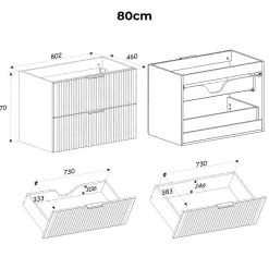 Meuble Sous-Vasque|Petits-Meubles Meuble sous-vasque 140cm 2 niches panier à linge Adriel Bois