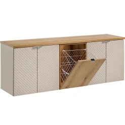 Meuble Sous-Vasque|Petits-Meubles Meuble sous-vasque 160cm 4 portes panier à linge Manoa Cachemire et Bois