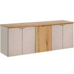 Meuble Sous-Vasque|Petits-Meubles Meuble sous-vasque 160cm 4 portes panier à linge Manoa Cachemire et Bois
