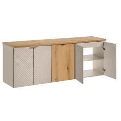 Meuble Sous-Vasque|Petits-Meubles Meuble sous-vasque 160cm 4 portes panier à linge Manoa Cachemire et Bois