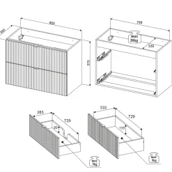 Meuble Sous-Vasque|Petits-Meubles Meuble sous-vasque 100cm 2 tiroirs 2 niches Jade Vert et Bois