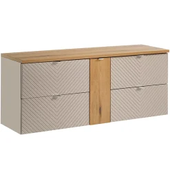 Petits-Meubles Meuble sous-vasque 140cm 4 tiroirs 1 porte Manoa Cachemire et bois