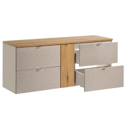 Petits-Meubles Meuble sous-vasque 140cm 4 tiroirs 1 porte Manoa Cachemire et bois