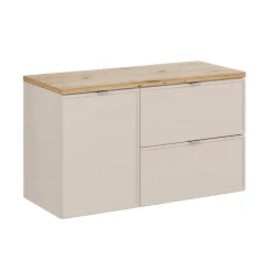 Meuble Sous-Vasque|Petits-Meubles Meuble sous-vasque 100cm panier à linge Alba Cachemire