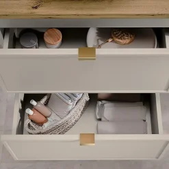 Meuble Sous-Vasque|Petits-Meubles Meuble sous-vasque 100cm panier à linge Alba Cachemire