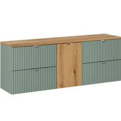 Meuble Sous-Vasque|Petits-Meubles Meuble sous-vasque 160cm panier à linge Jade Vert et Bois
