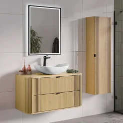 Petits-Meubles Meuble sous-vasque 100cm plan de toilette Mila Bois