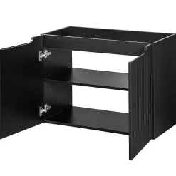 [En.Casa] Meuble sous-vasque NEWPORT avec lavabo 80 x 71 x 40 cm noir / effet chêne en.casa
