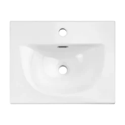 Meuble Sous Lavabo|[En.Casa] Meuble sous-vasque NEWPORT avec lavabo 50 x 57 x 39 cm noir rainuré blanc brillant en.casa