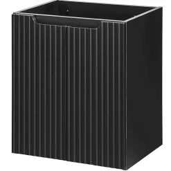 Meuble Sous Lavabo|[En.Casa] Meuble sous-vasque NEWPORT avec lavabo 50 x 57 x 39 cm noir rainuré blanc brillant en.casa