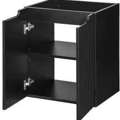Meuble Sous Lavabo|[En.Casa] Meuble sous-vasque NEWPORT avec lavabo 50 x 57 x 39 cm noir rainuré blanc brillant en.casa
