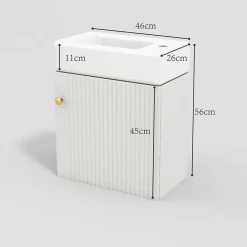 Meuble Vasque|Okwish Meuble Sous-Vasque Suspendu avec Vasque - Meuble Salle de Bain Compact, MDF, 46x26x56 cm - Blanc