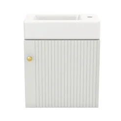 Meuble Vasque|Okwish Meuble Sous-Vasque Suspendu avec Vasque - Meuble Salle de Bain Compact, MDF, 46x26x56 cm - Blanc