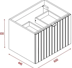 Furnidea Meuble sous-vasque suspendu HARMO 60 cm Façade rainuré cachemire semi-mat