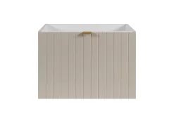 Furnidea Meuble sous-vasque suspendu HARMO 60 cm Façade rainuré cachemire semi-mat