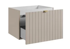 Furnidea Meuble sous-vasque suspendu HARMO 60 cm Façade rainuré cachemire semi-mat