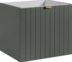Meuble Sous Lavabo|Furnidea Meuble sous-vasque suspendu HARMO 50 cm Façade rainuré vert semi-mat