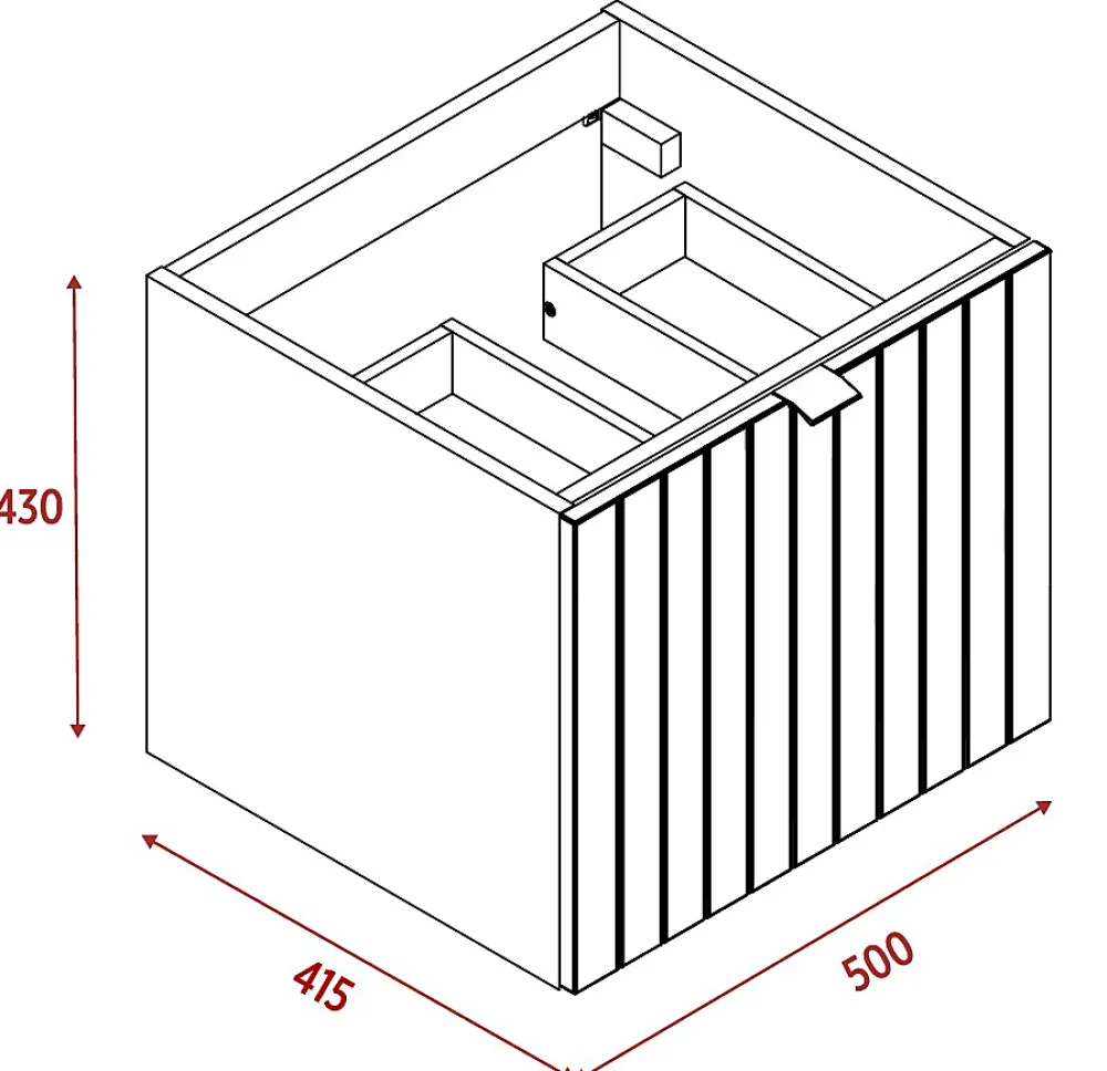 Meuble Sous Lavabo|Furnidea Meuble sous-vasque suspendu HARMO 50 cm Façade rainuré vert semi-mat