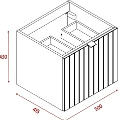 Meuble Sous Lavabo|Furnidea Meuble sous-vasque suspendu HARMO 50 cm Façade rainuré cachemire semi-mat