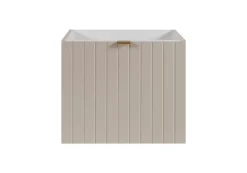 Meuble Sous Lavabo|Furnidea Meuble sous-vasque suspendu HARMO 50 cm Façade rainuré cachemire semi-mat