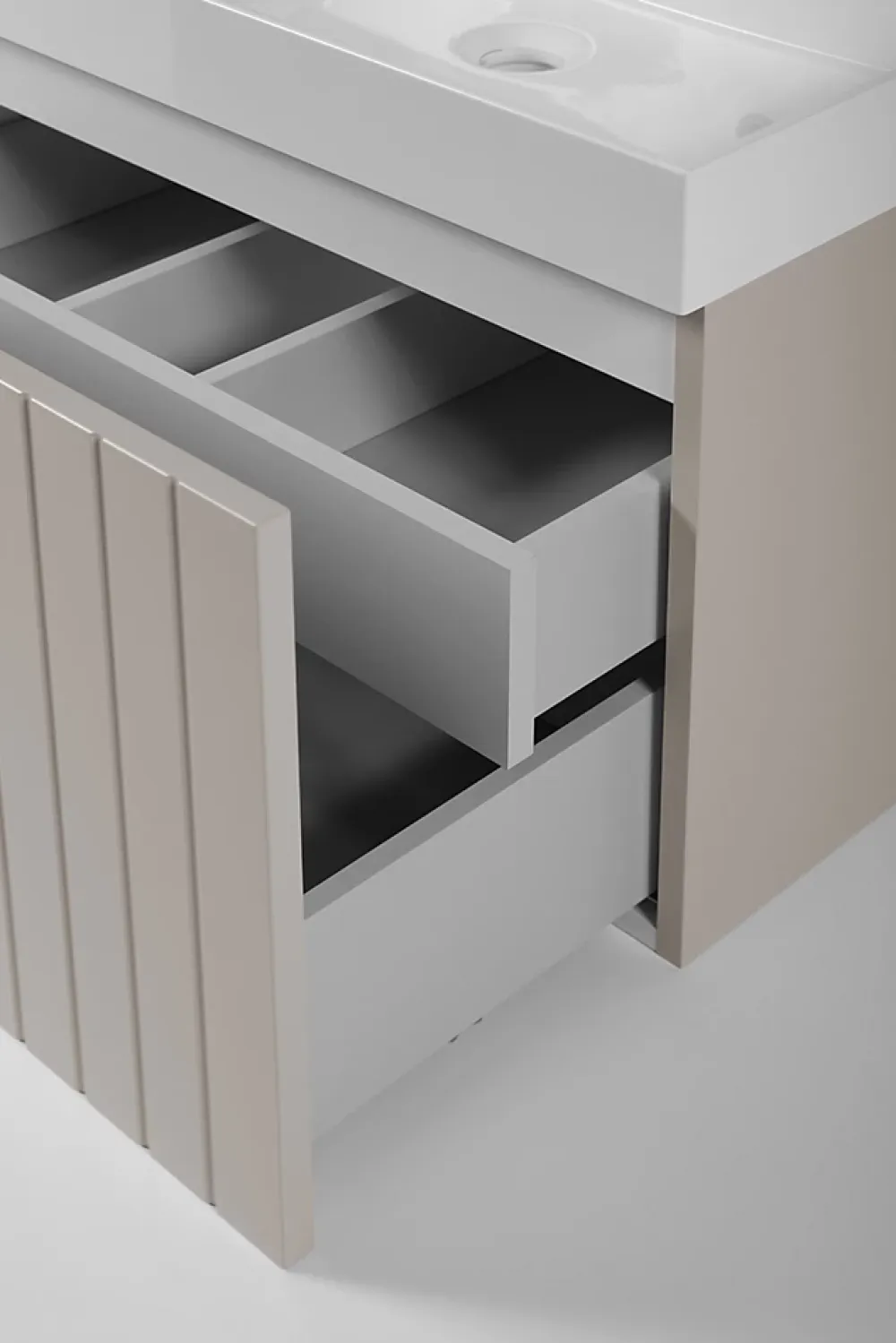 Meuble Sous Lavabo|Furnidea Meuble sous-vasque suspendu HARMO 50 cm Façade rainuré cachemire semi-mat