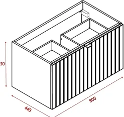 Furnidea Meuble sous-vasque suspendu HARMO 80 cm Façade rainuré vert semi-mat