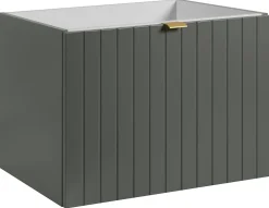 Furnidea Meuble sous-vasque suspendu HARMO 60 cm Façade rainuré vert semi-mat