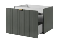 Furnidea Meuble sous-vasque suspendu HARMO 60 cm Façade rainuré vert semi-mat