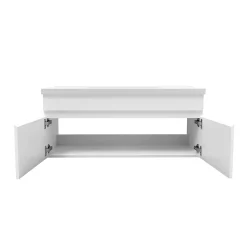 Meuble Vasque|AICA Sanitaire Meuble suspendu avec vasque 100 cm salle de bain, meuble blanc 2 portes