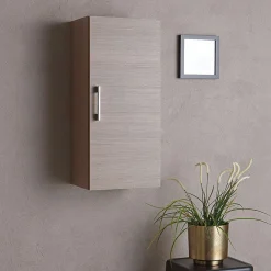 Armoire De Salle De Bains|Kiamami Valentina Meuble Suspendu Pour Salle De Bains Chêne Naturel 1 Porte Avec Poignée Rimini