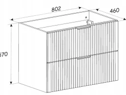 Furnidea Meuble suspendu sous lavabo FLOW chêne 80 cm