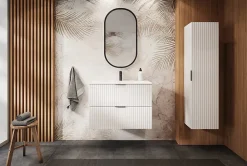 Meuble Sous Lavabo|Furnidea Meuble suspendu sous lavabo avec 2 portes FLOW BLANC 80 cm
