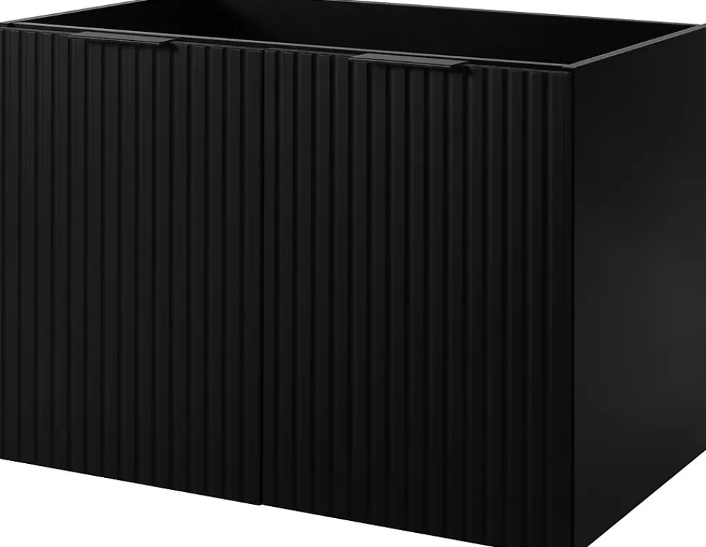 Meuble Sous Lavabo|Furnidea Meuble suspendu sous lavabo avec 2 portes FLOW NOIR 80 cm