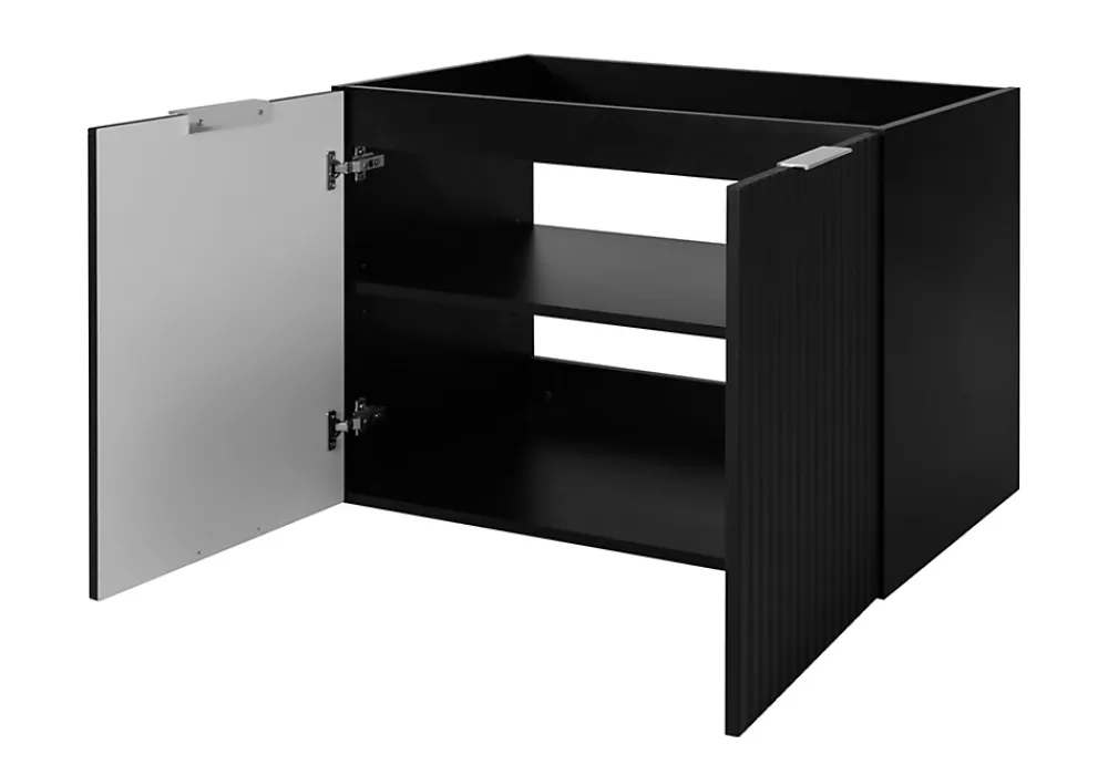 Meuble Sous Lavabo|Furnidea Meuble suspendu sous lavabo avec 2 portes FLOW NOIR 80 cm