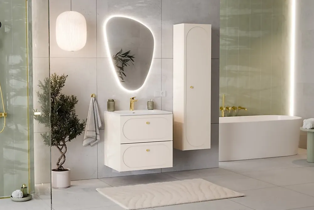 Meuble Sous Lavabo|Furnidea Meuble suspendu sous lavabo DONNA SAND beige 60 cm