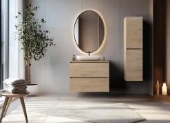 Furnidea Meuble suspendu sous lavabo SIMPLE chêne clair 80 cm