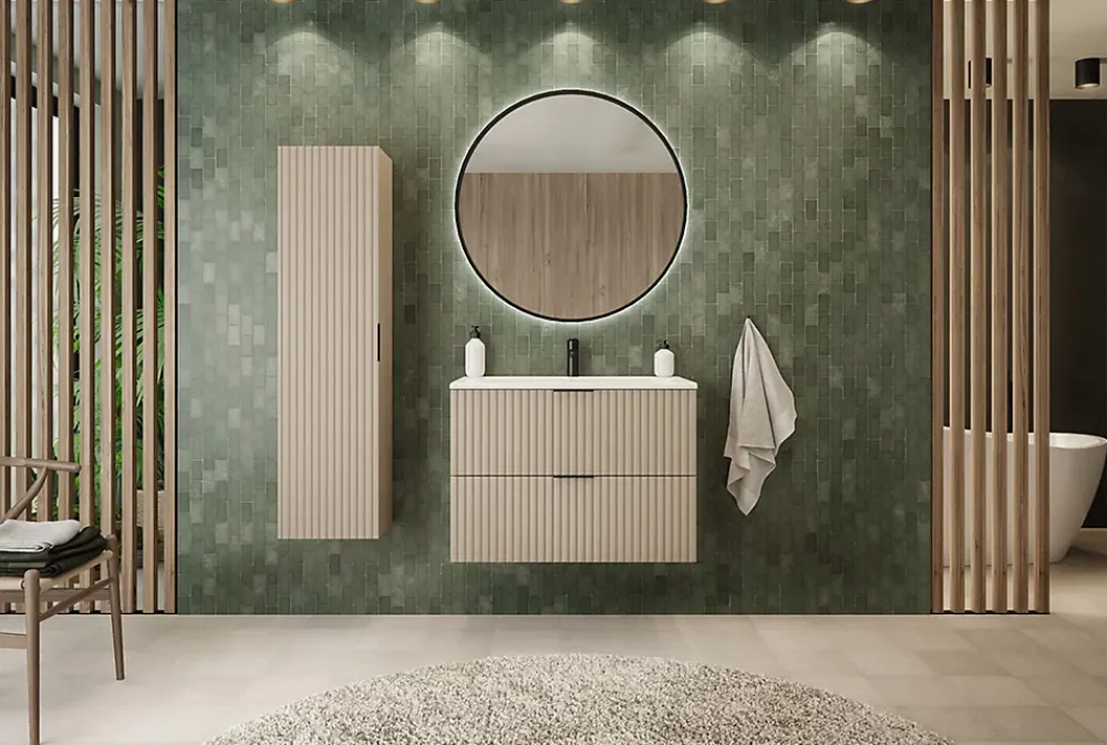 Meuble Sous Lavabo|Furnidea Meuble suspendu sous lavabo FLOW cachemire 60 cm