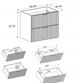 Meuble Sous Lavabo|Furnidea Meuble suspendu sous lavabo FLOW cachemire 60 cm