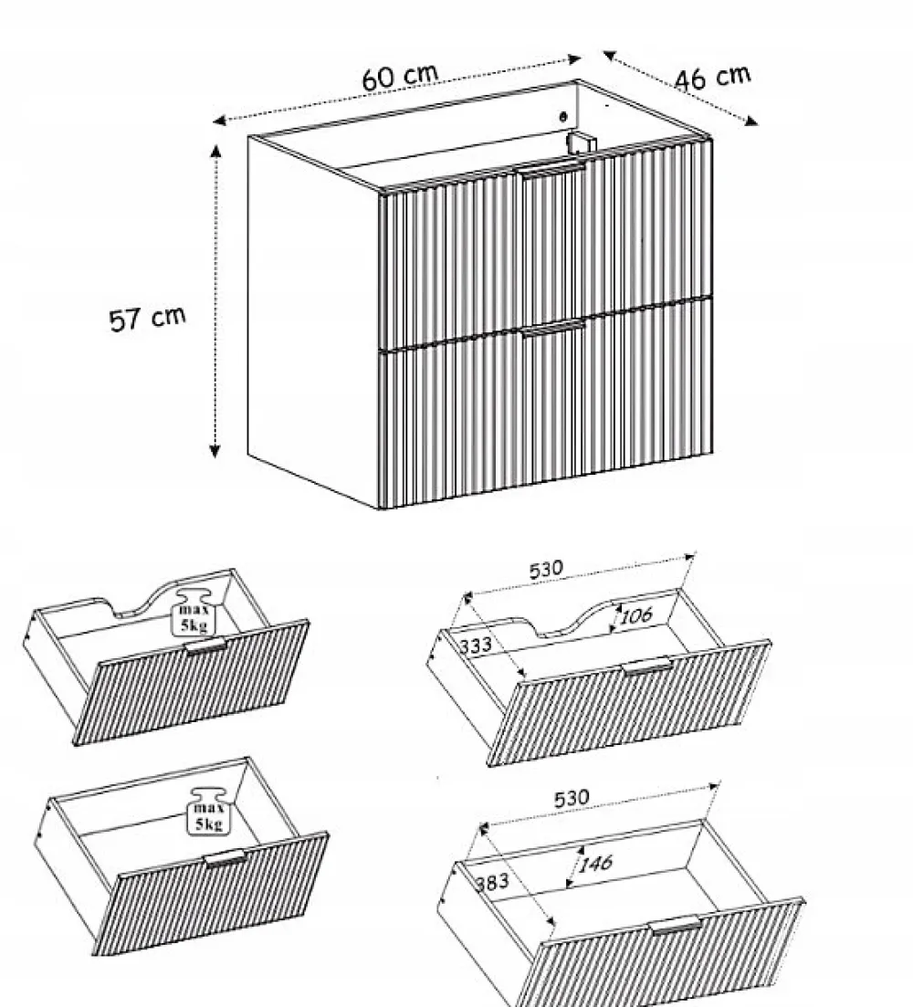 Meuble Sous Lavabo|Furnidea Meuble suspendu sous lavabo FLOW cachemire 60 cm