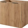 Furnidea Meuble suspendu sous lavabo avec 2 portes FLOW CHÊNE 60 cm
