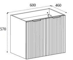 Furnidea Meuble suspendu sous lavabo avec 2 portes FLOW CHÊNE 60 cm