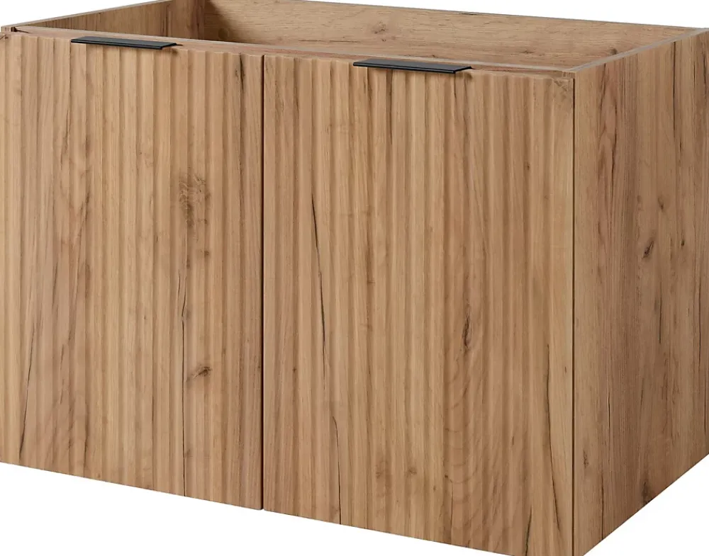 Meuble Sous Lavabo|Furnidea Meuble suspendu sous lavabo avec 2 portes FLOW CHÊNE 80 cm