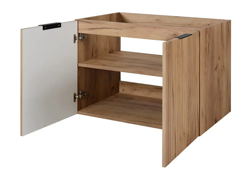 Meuble Sous Lavabo|Furnidea Meuble suspendu sous lavabo avec 2 portes FLOW CHÊNE 80 cm