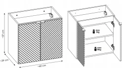 Meuble Sous Lavabo|Furnidea Meuble suspendu sous vasque avec 2 portes VIVA CACHEMIRE 60 cm