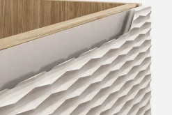 Meuble Sous Lavabo|Furnidea Meuble suspendu sous vasque OCEAN chêne et beige 60 cm - 2 tiroirs façades 3D