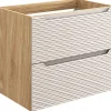 Meuble Sous Lavabo|Furnidea Meuble suspendu sous vasque OCEAN chêne et beige 70 cm - 2 tiroirs façades 3D