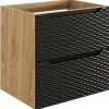 Meuble Sous Lavabo|Furnidea Meuble suspendu sous vasque OCEAN chêne et noir 60 cm - 2 tiroirs façades 3D